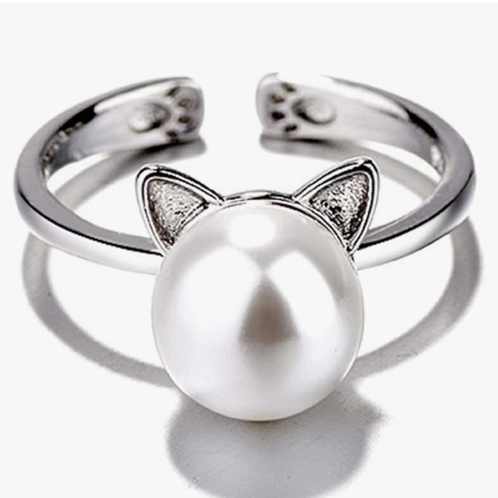 Adjustable cat ring faux pearl